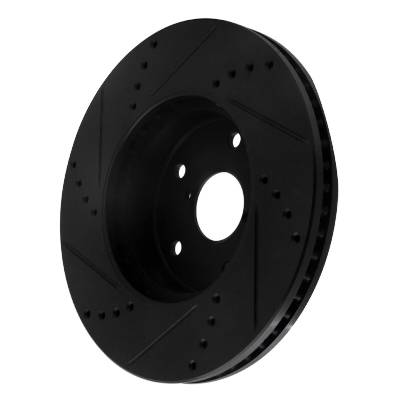 Subaru Legacy Brake Rotor (1) - Front Right - R1 Concepts - Drilled & Slotted - Black - `15-`19